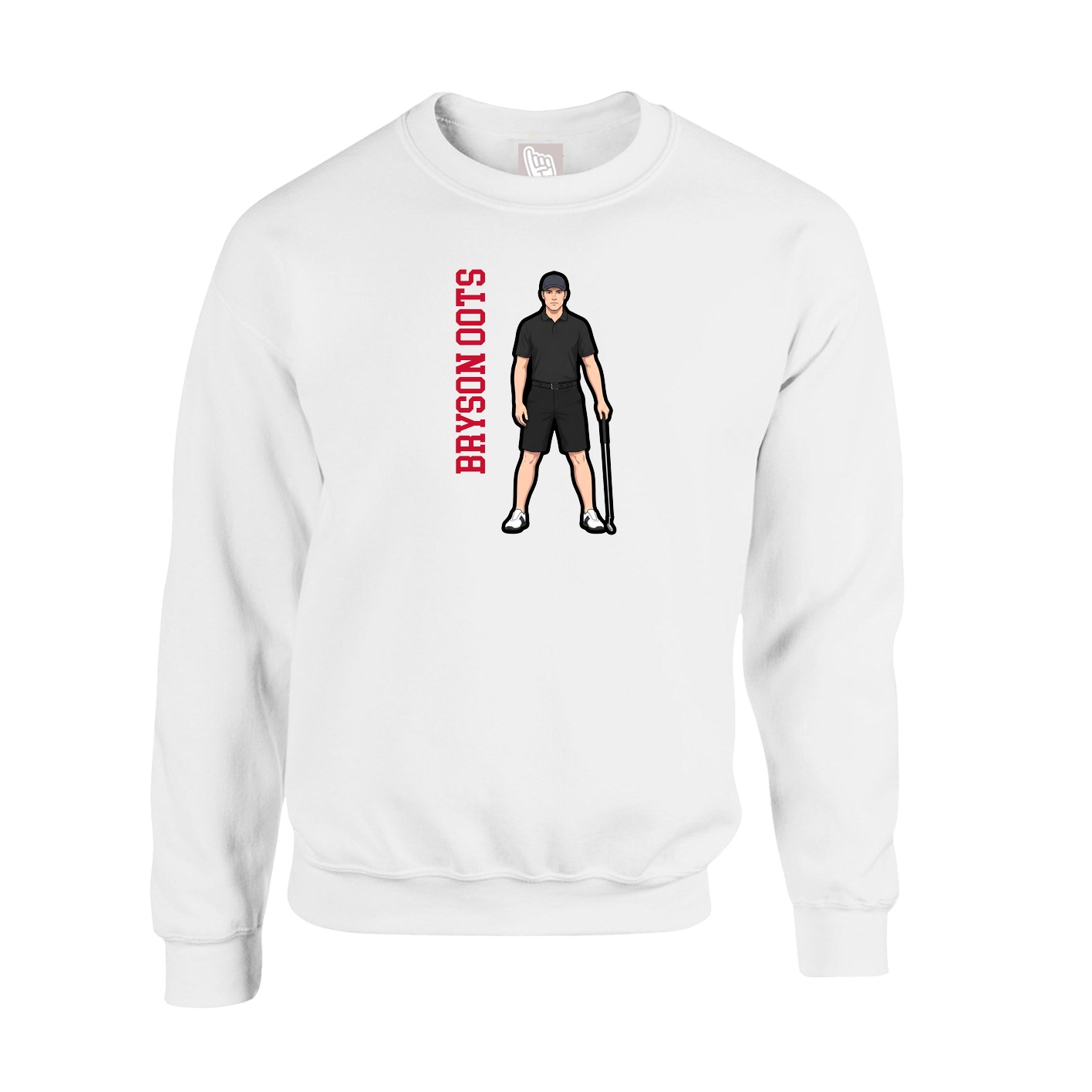 Fleece Crew — Name Vertical in White