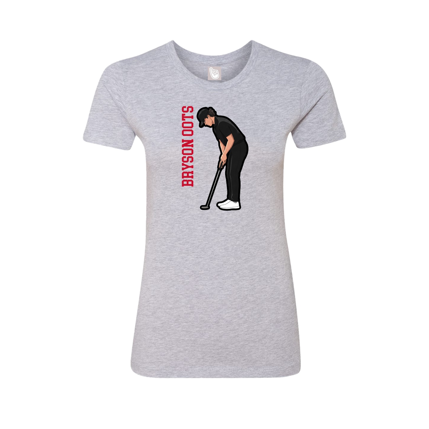 Fitted Women's Tee — Name Vertical in Grey