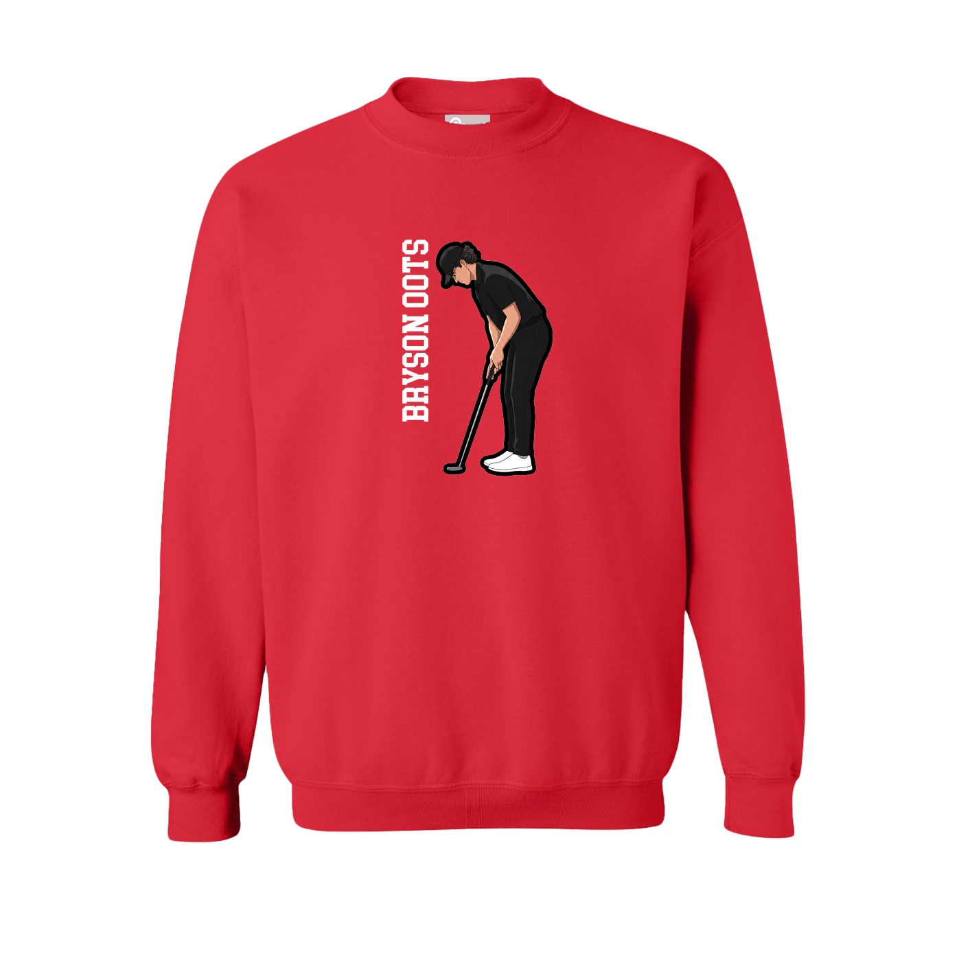 Fleece Crew — Name Vertical in Red