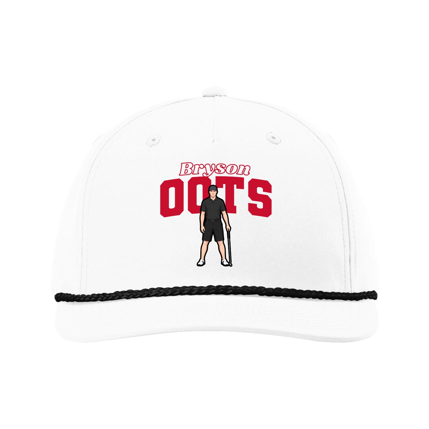 Five-Panel Classic Rope Cap — Name Arch in White