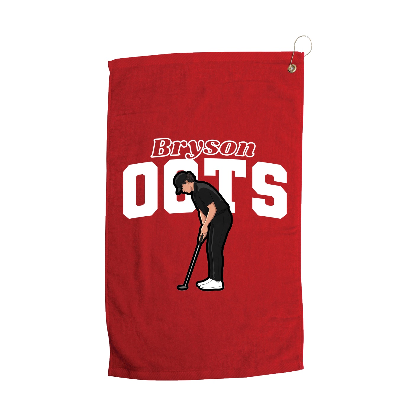 Golf Towel — Name Arch in Red