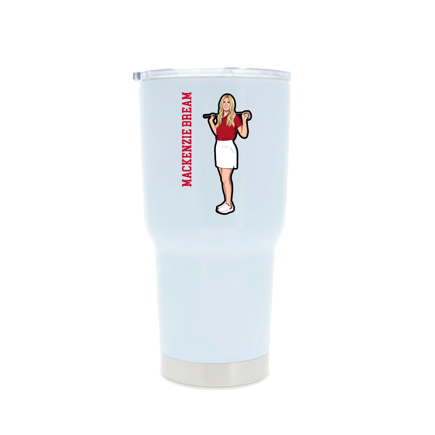 30oz Stainless Steel Tumbler — Name Vertical in White