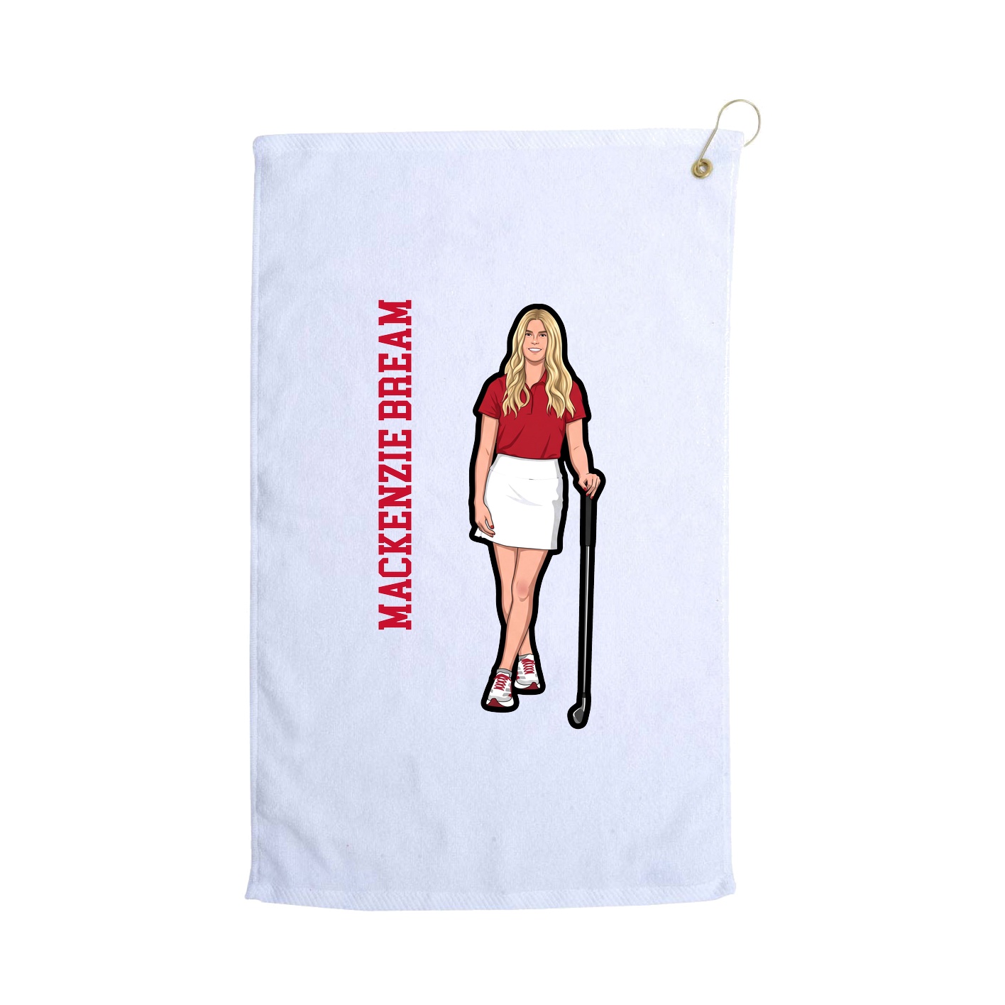 Golf Towel — Name Vertical in White