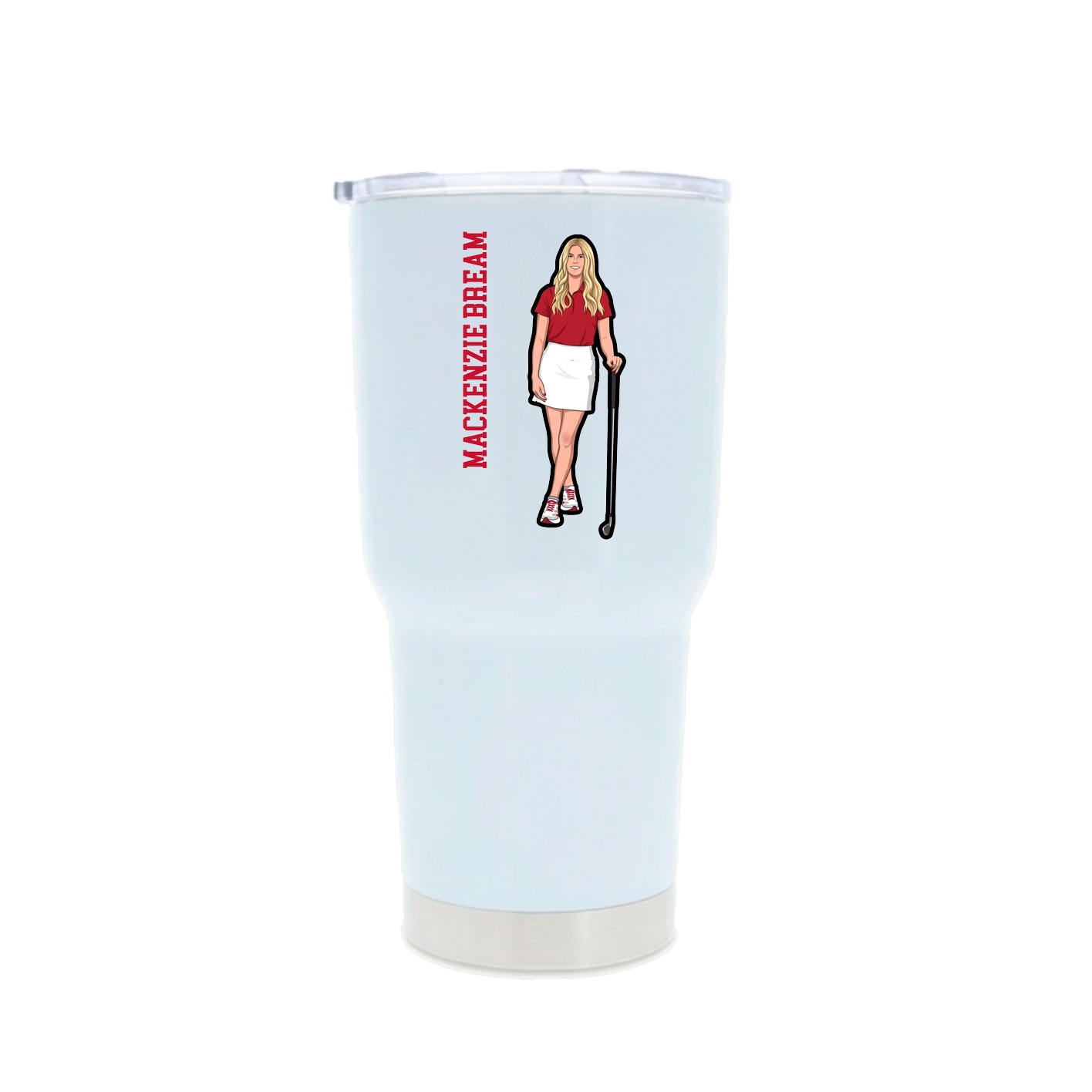 30oz Stainless Steel Tumbler — Name Vertical in White