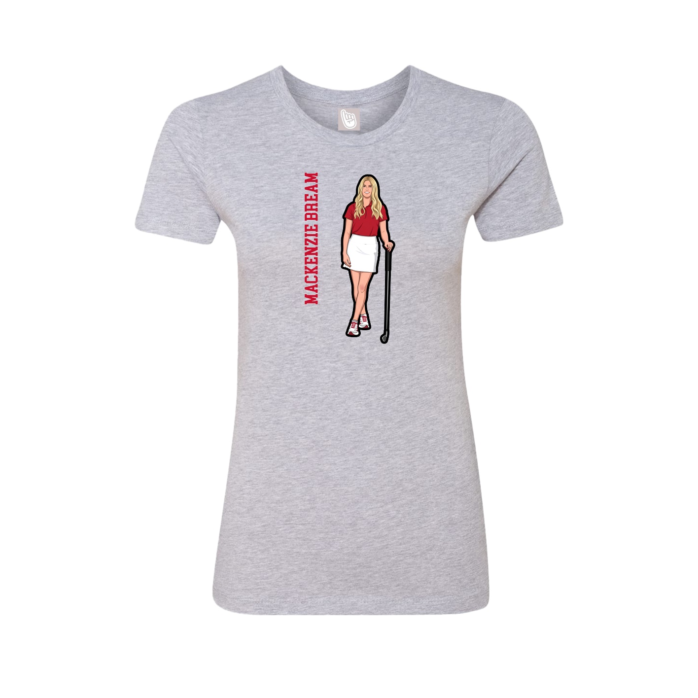 Fitted Women's Tee — Name Vertical in Grey