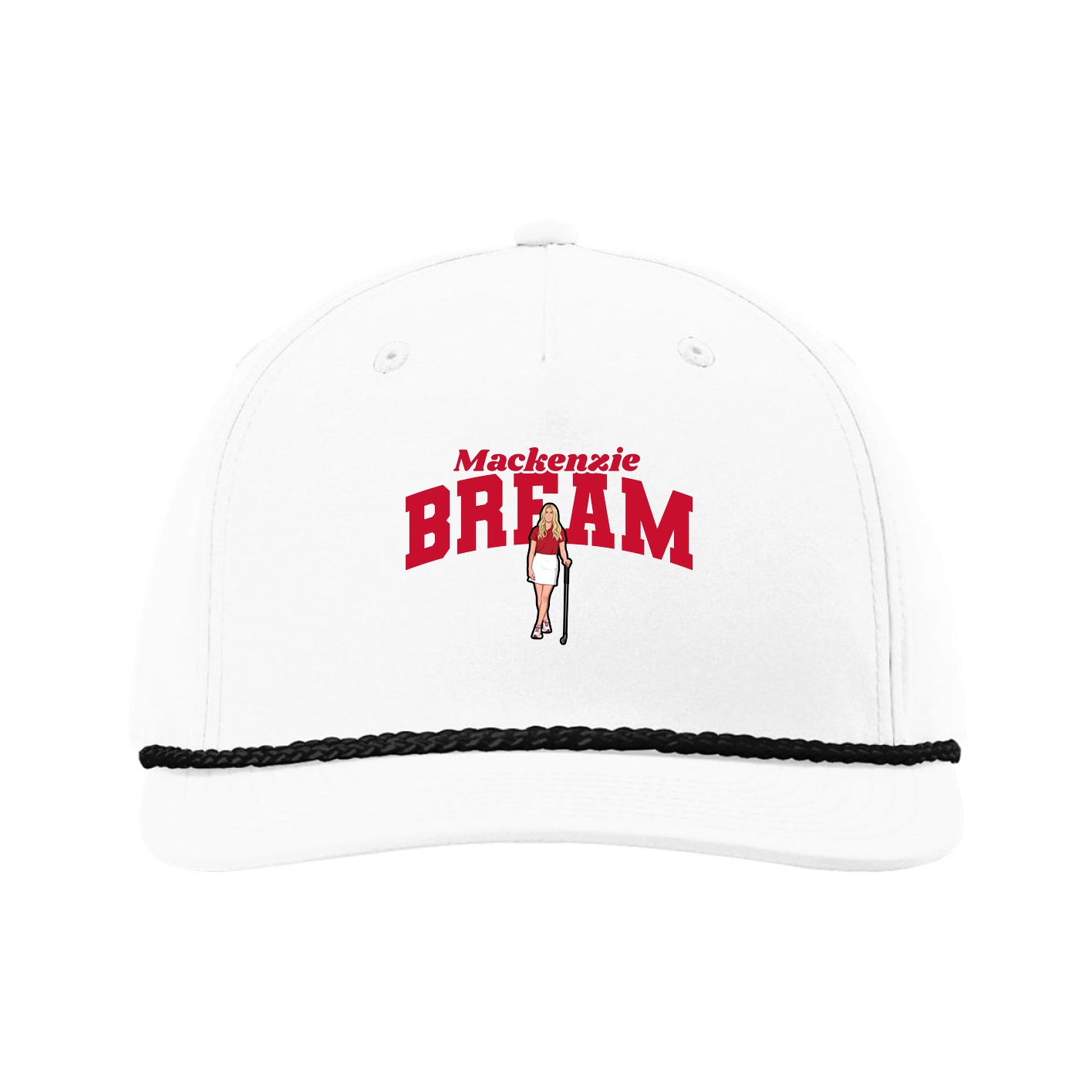 Five-Panel Classic Rope Cap — Signature Arch in White