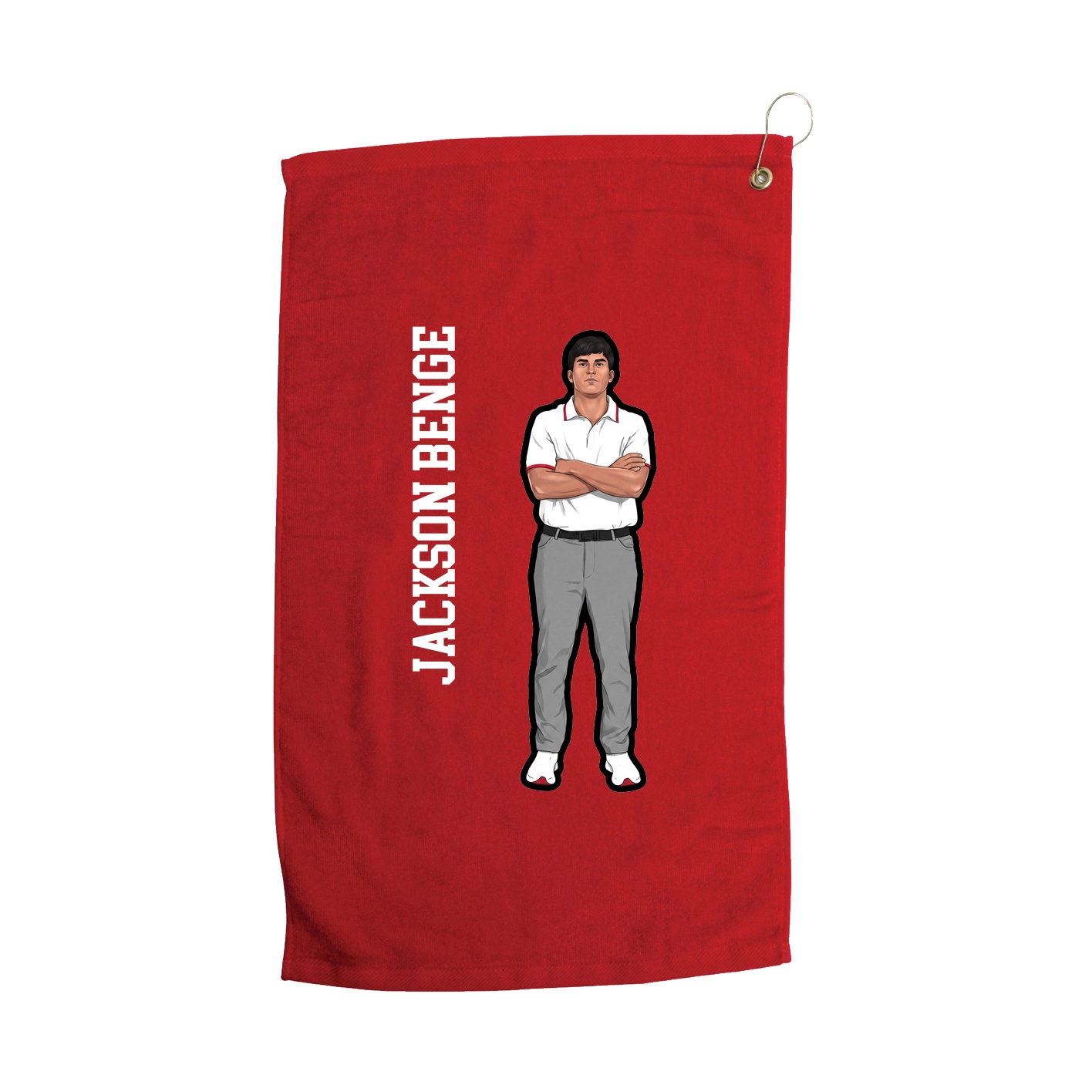 Golf Towel — Name Vertical in Red