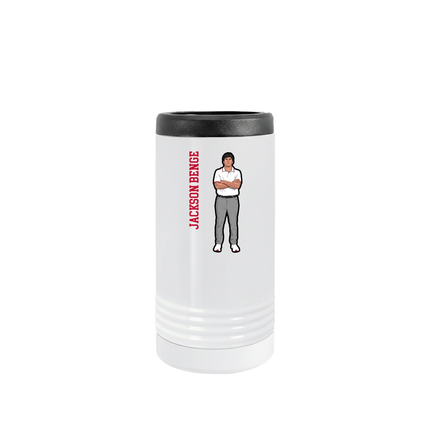 Slim Beverage Holder — Name Vertical in White