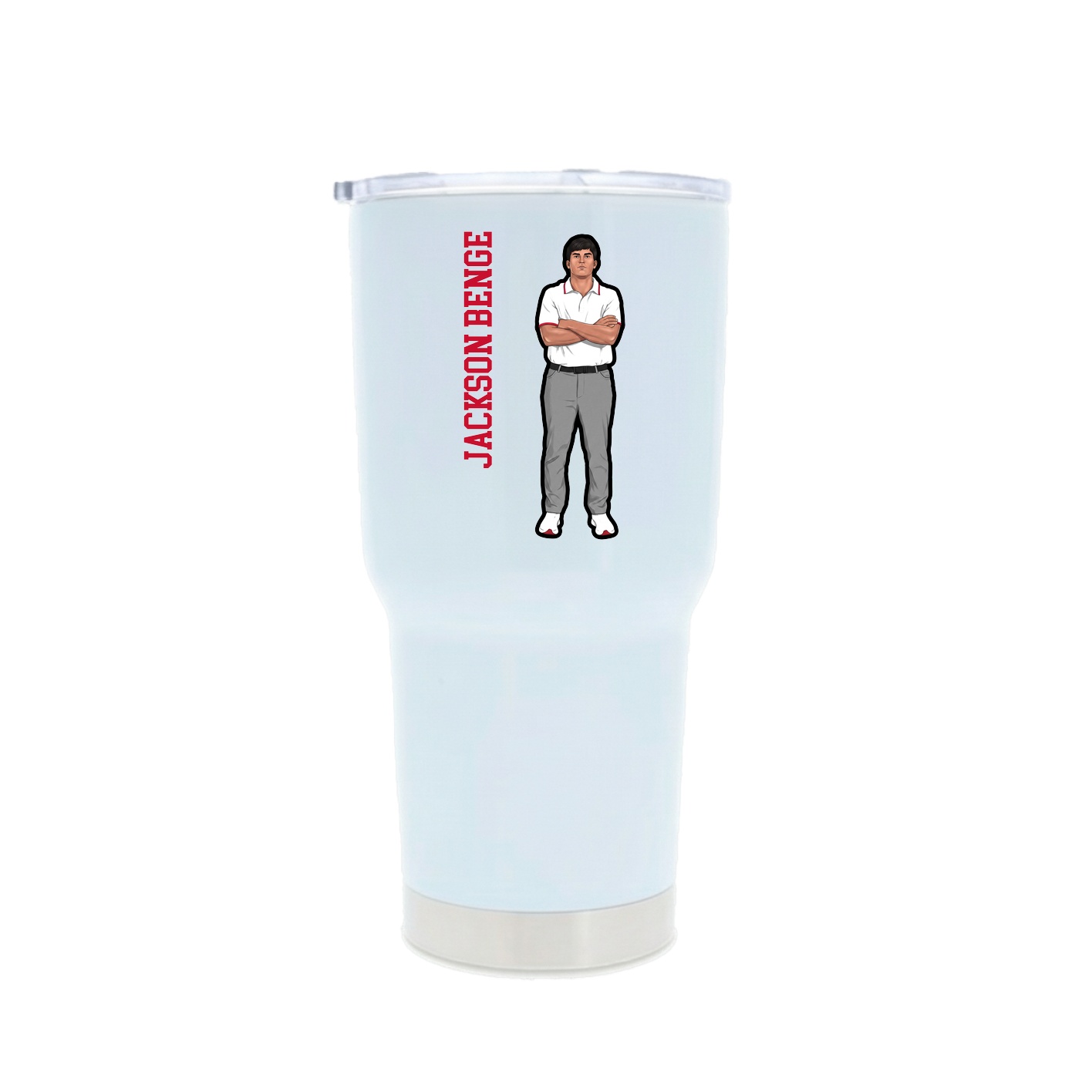 30oz Stainless Steel Tumbler — Name Vertical in White