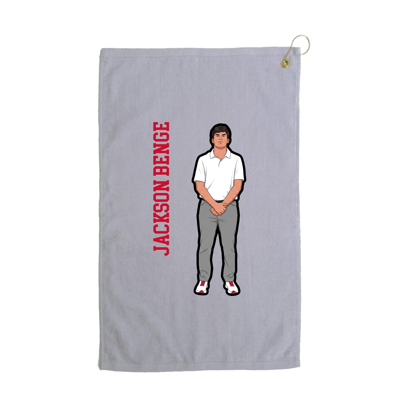 Golf Towel — Name Vertical in Grey