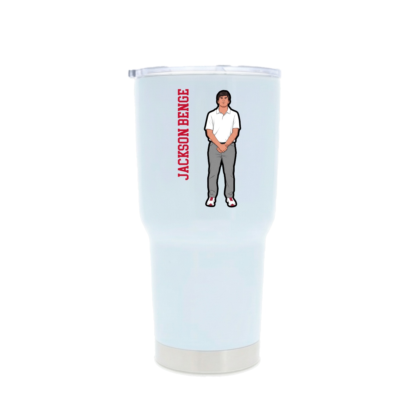 30oz Stainless Steel Tumbler — Name Vertical in White
