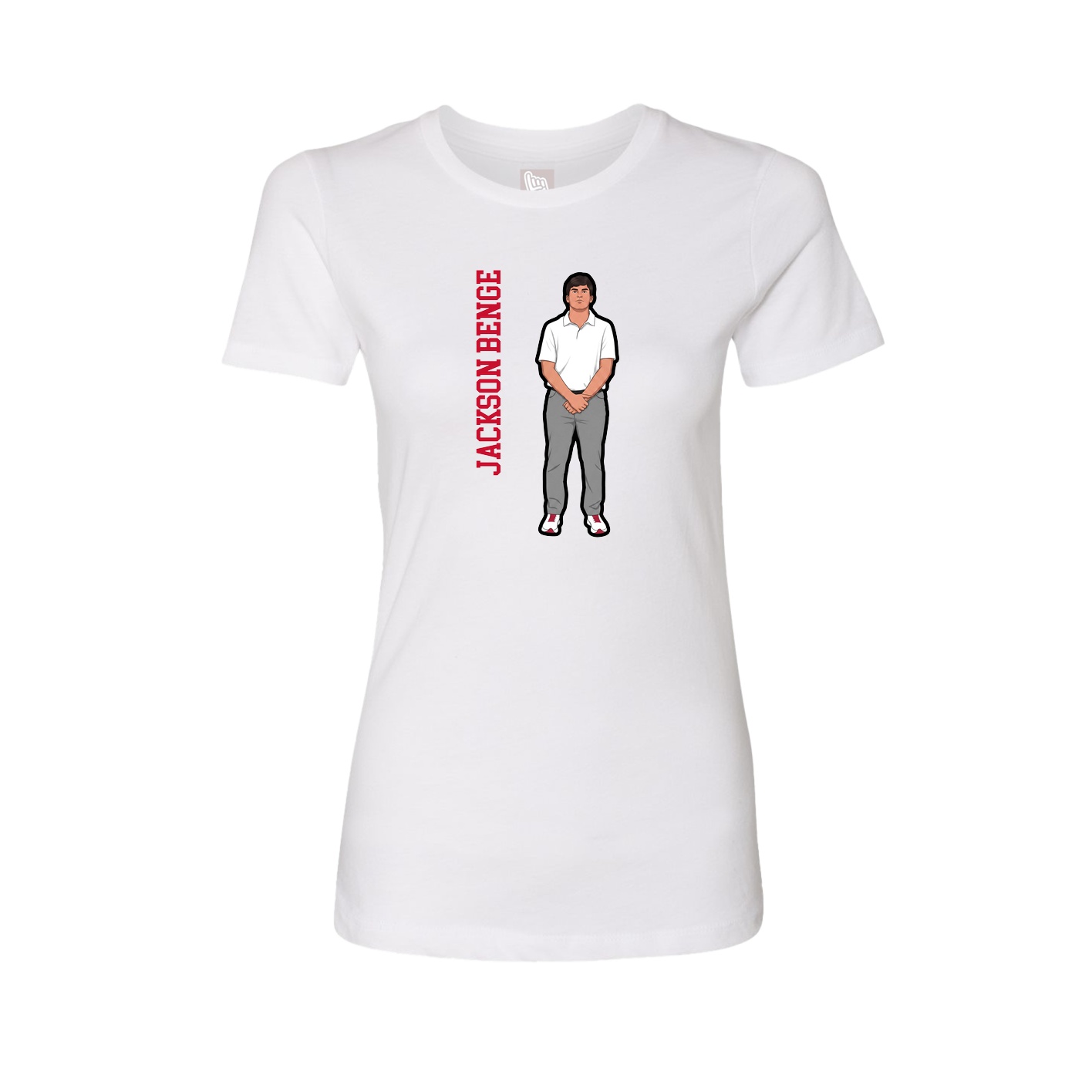 Fitted Women's Tee — Name Vertical in White