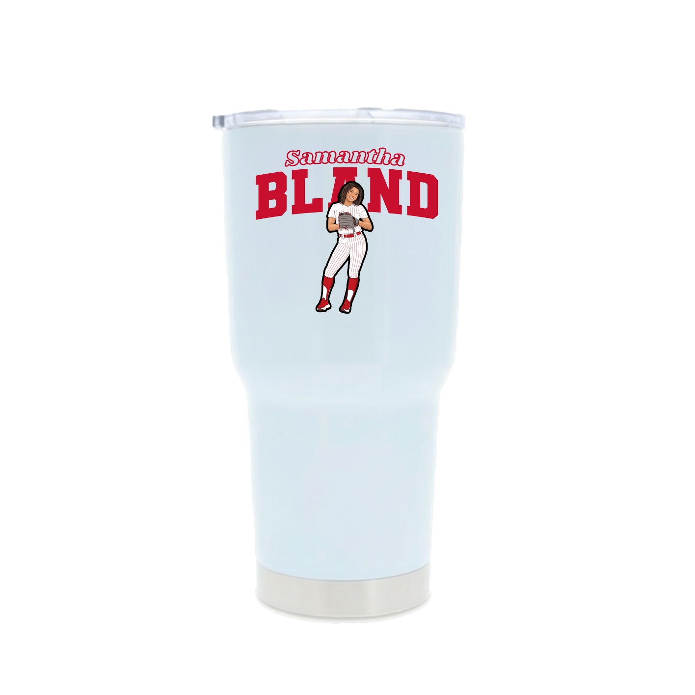 30oz Stainless Steel Tumbler — Name Arch in White