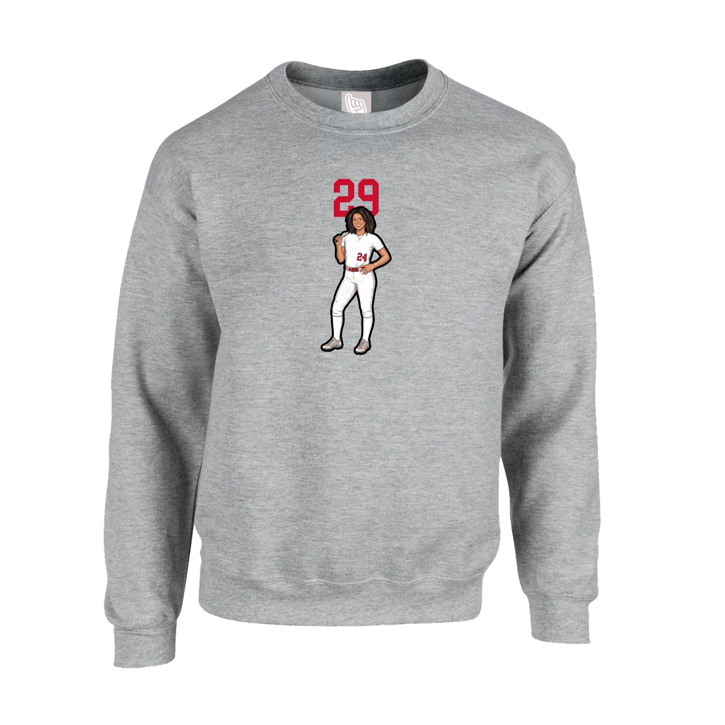 Fleece Crew — Number Top in Grey