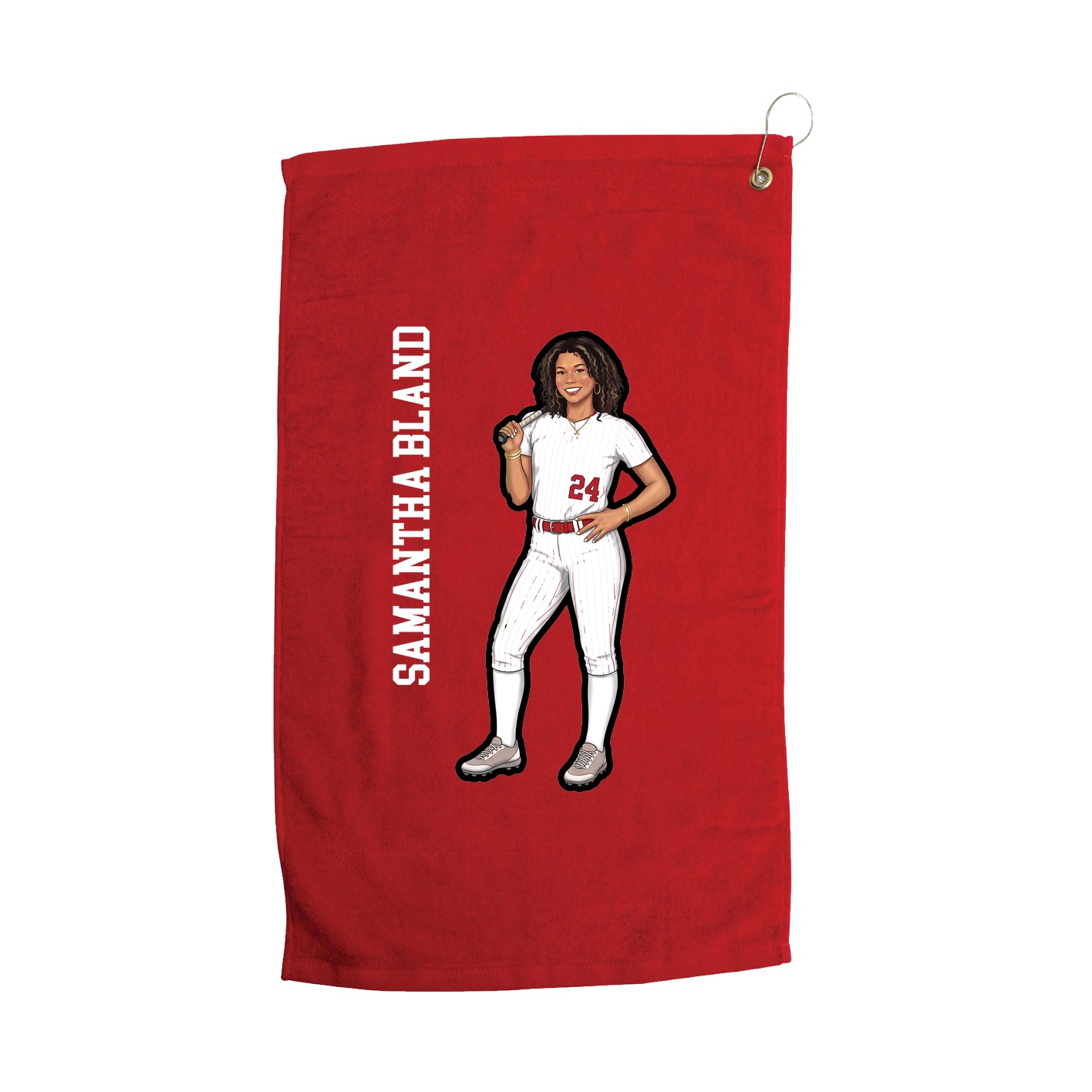 Golf Towel — Name Vertical in Red