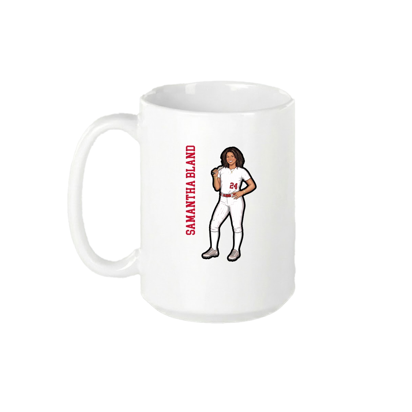 15oz Coffee Mug — Name Vertical in White