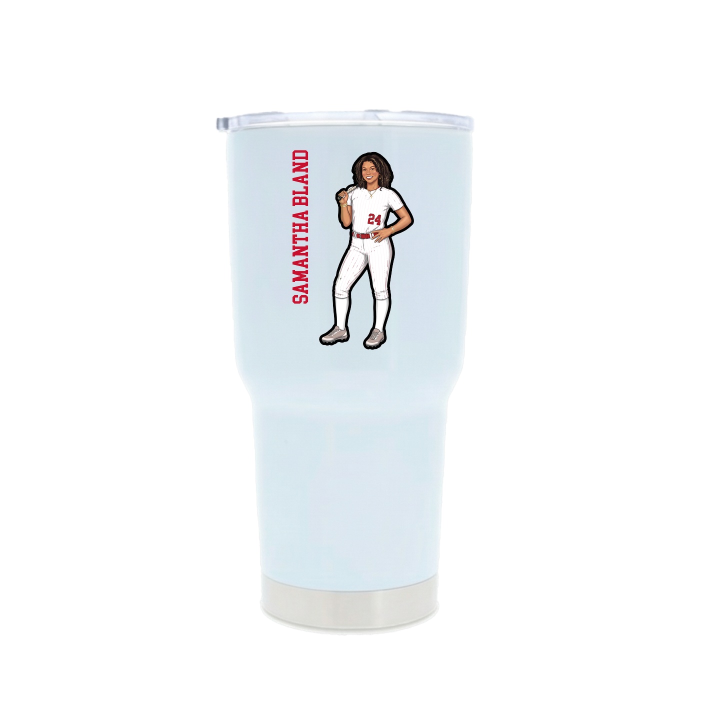 30oz Stainless Steel Tumbler — Name Vertical in White