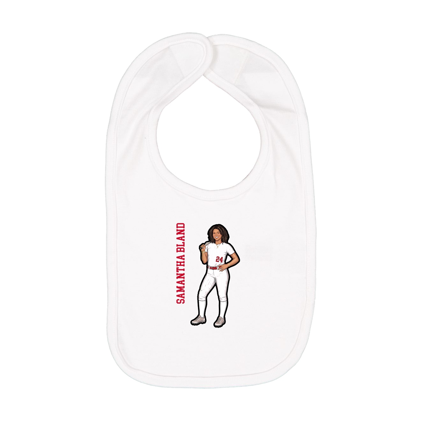 Infant Bib — Name Vertical in White