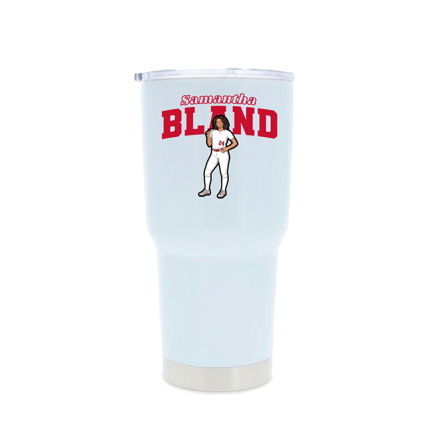 30oz Stainless Steel Tumbler — Name Arch in White