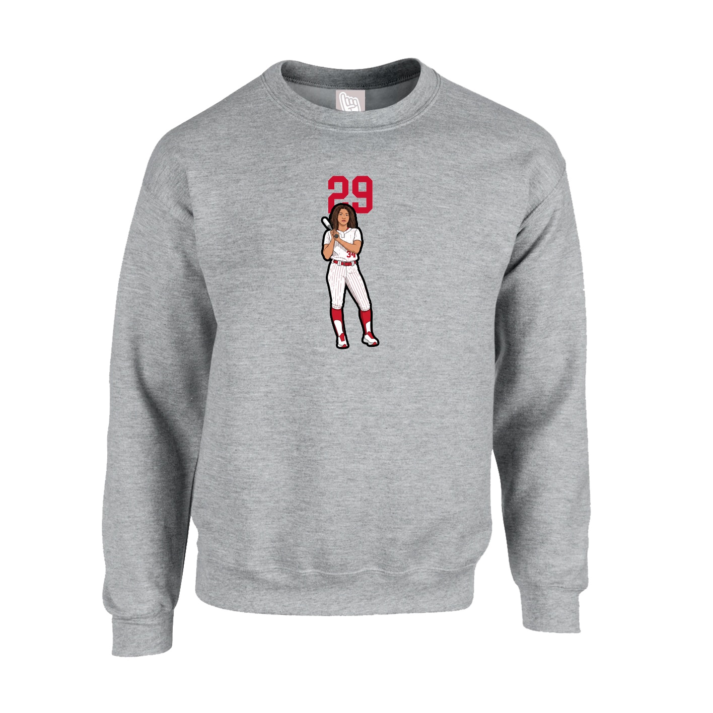 Fleece Crew — Number Top in Grey