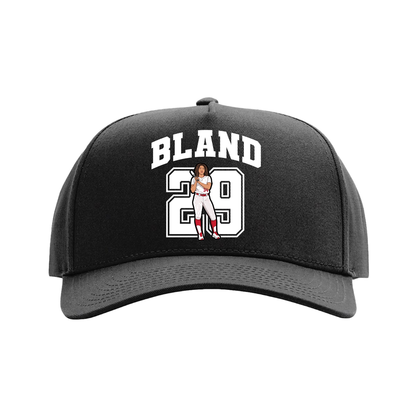 Full Fabric Five-Panel Champ Cap — Number in Black