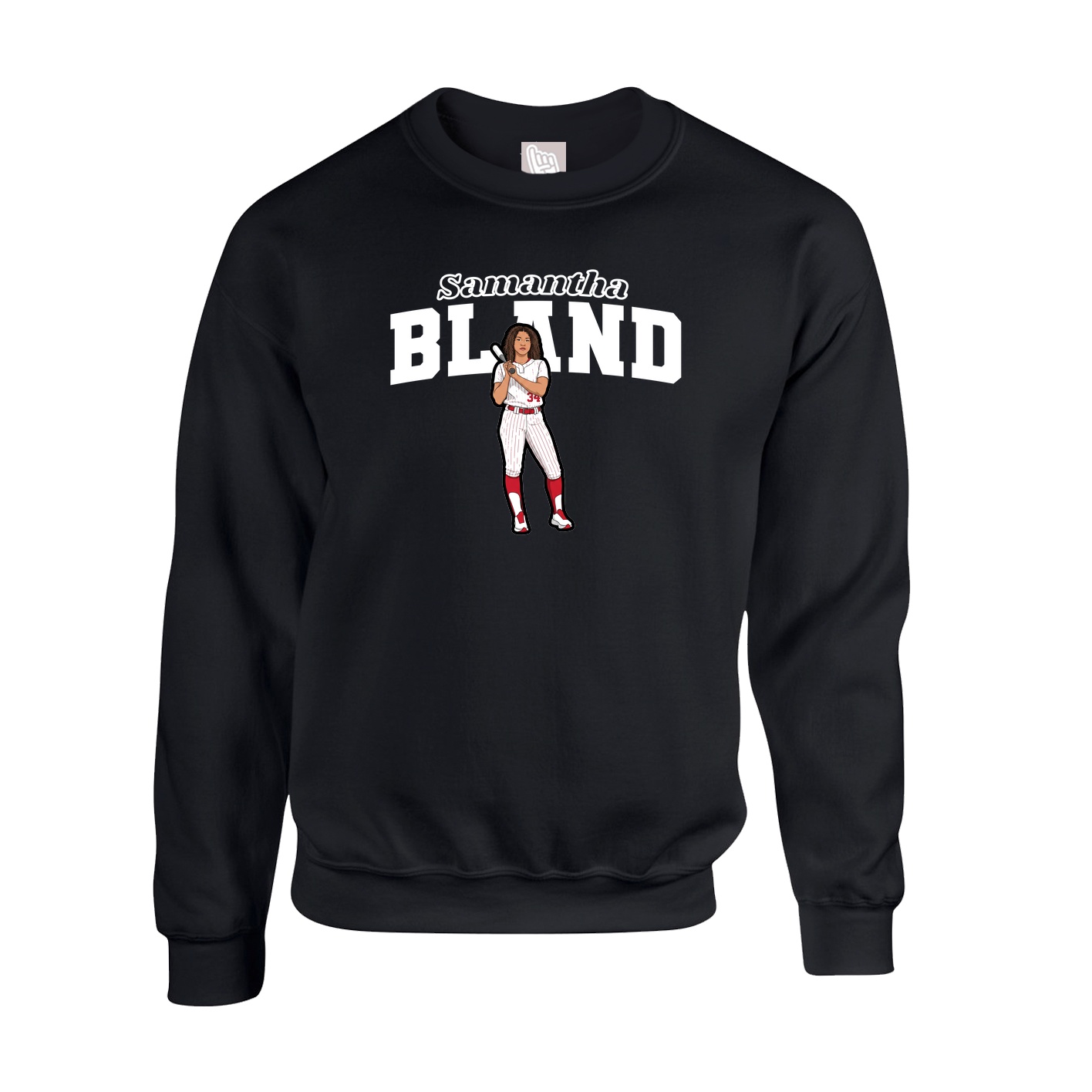 Fleece Crew — Name Arch in Black