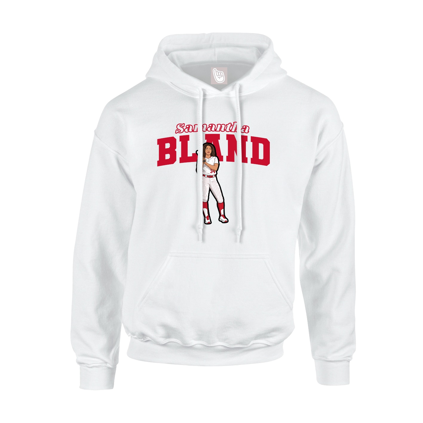 Youth Hoodie — Name Arch in White