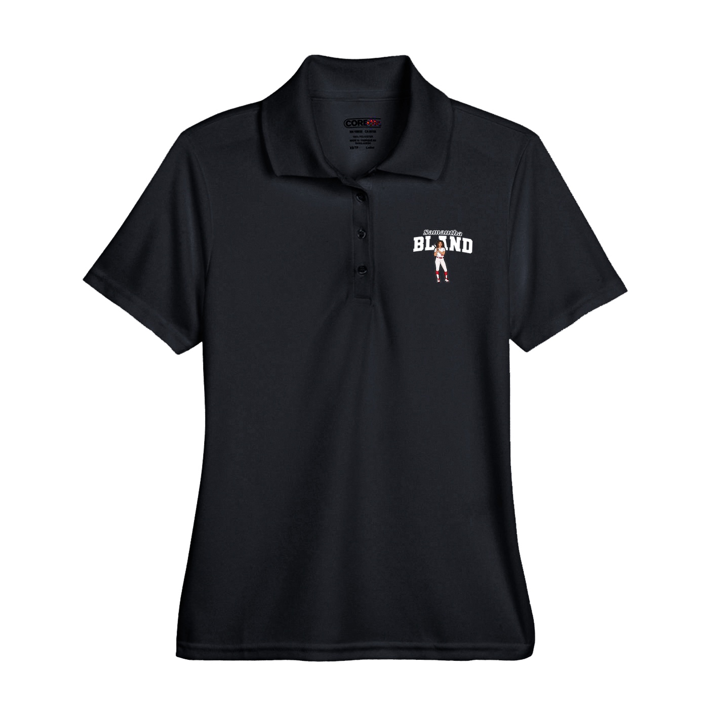 Womens Performance Polo — Name Arch in Black