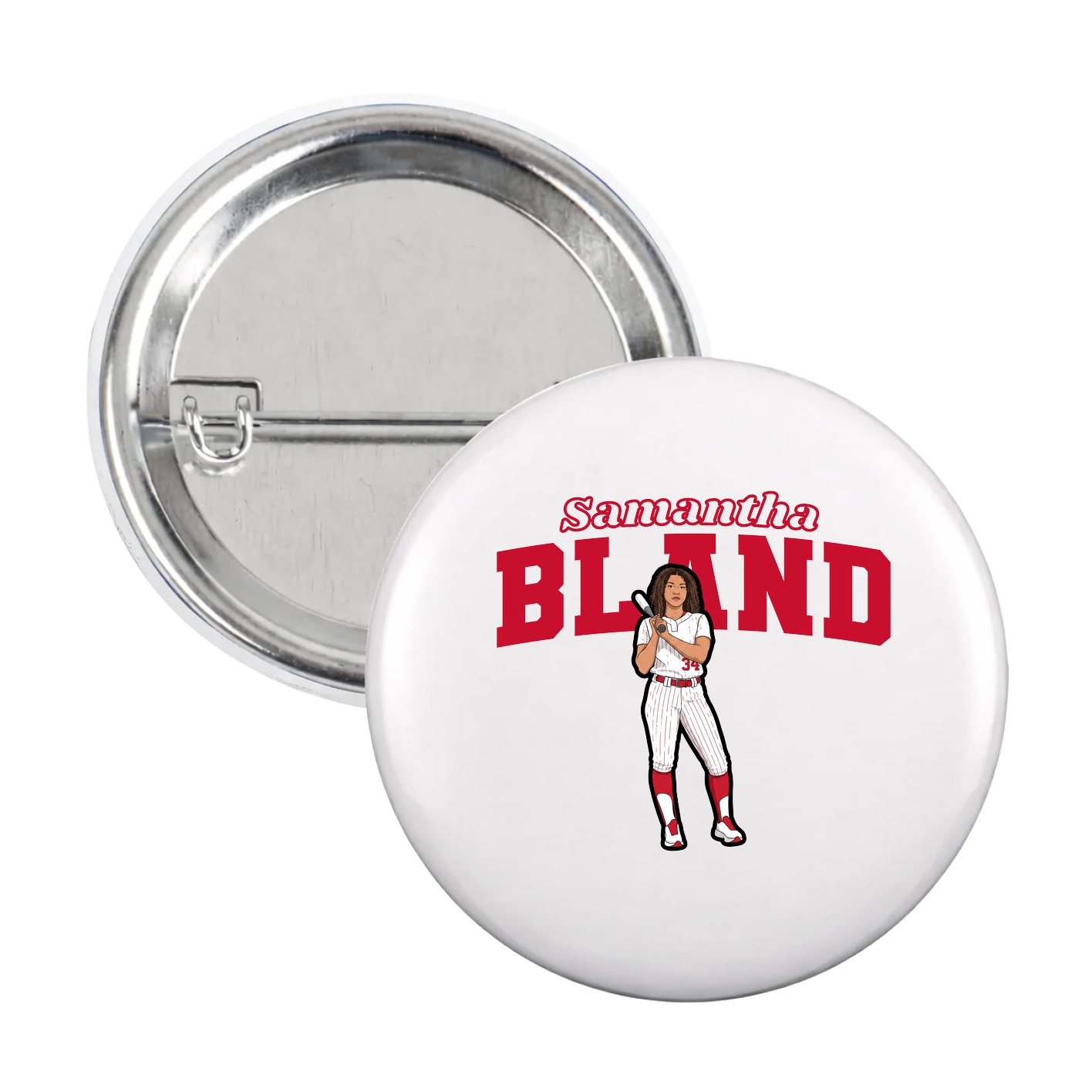Game Day Button — Name Arch in White
