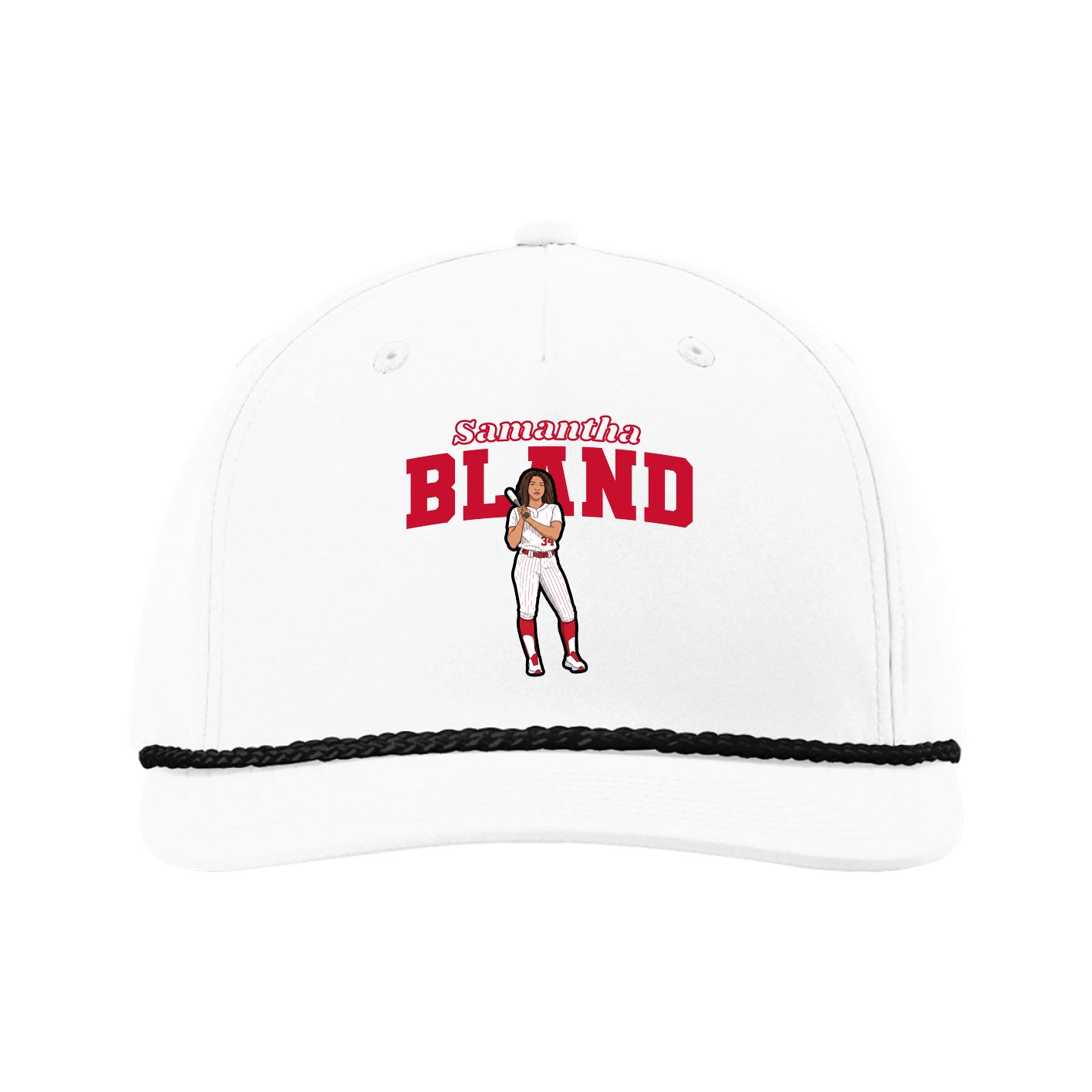 Five-Panel Classic Rope Cap — Name Arch in White