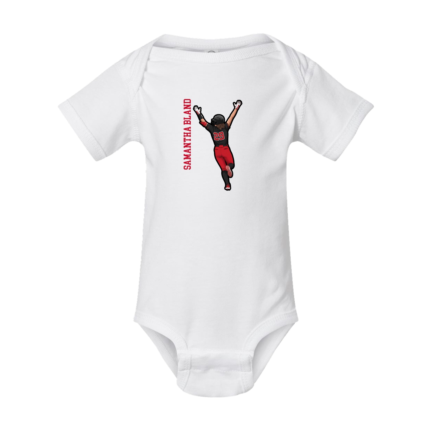 Baby Onesie — Name Vertical in White