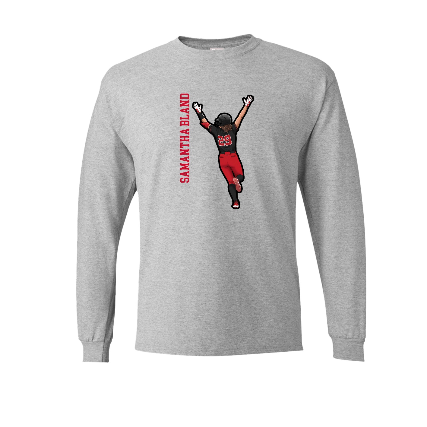 Long Sleeve Tee — Name Vertical in Grey