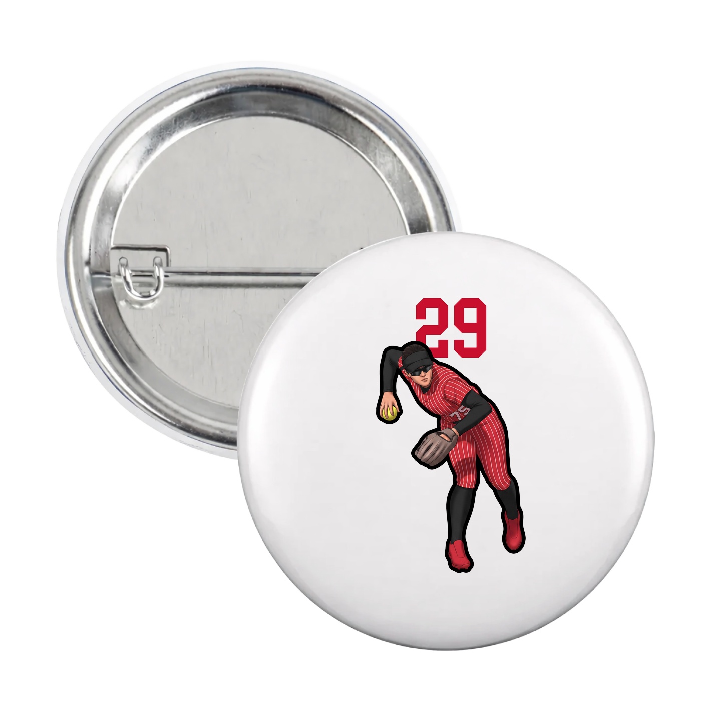 Game Day Button — Number Top in White