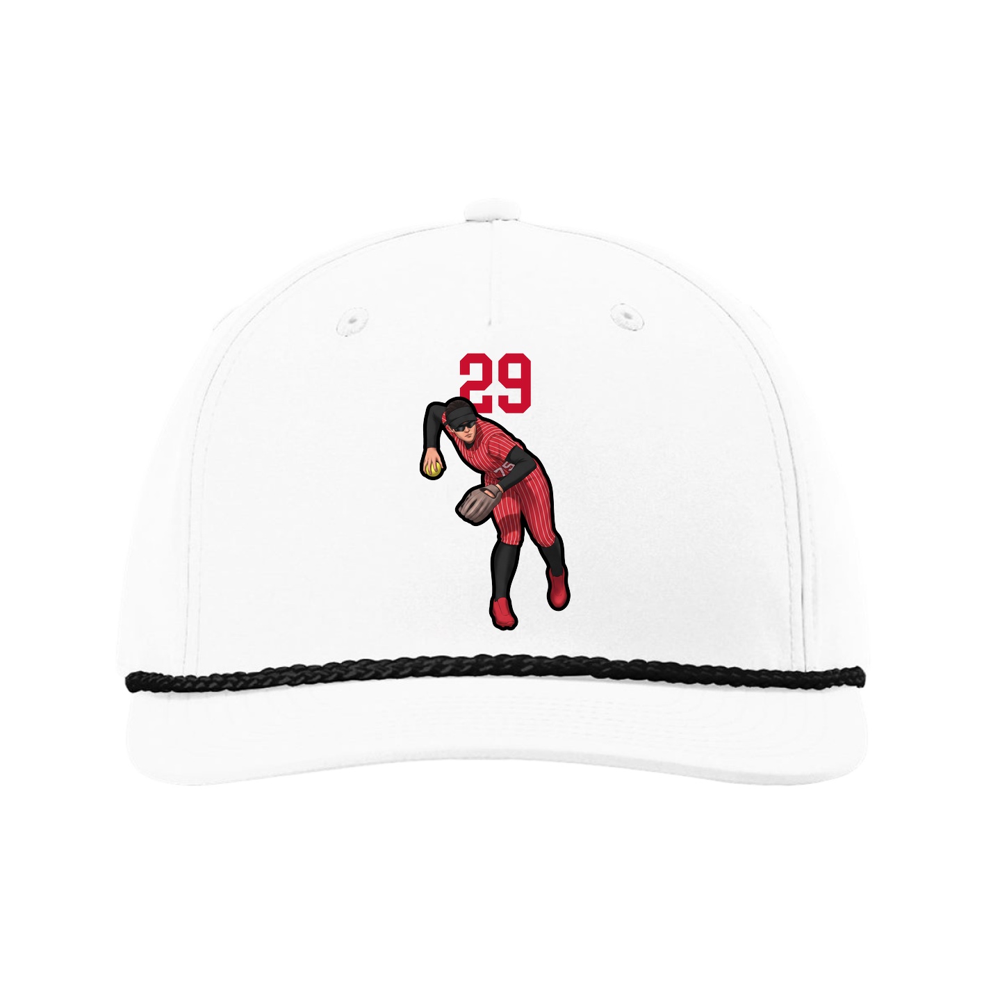 Five-Panel Classic Rope Cap — Number Top in White