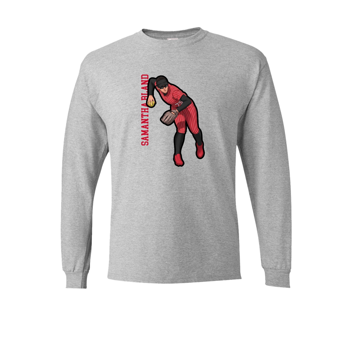 Long Sleeve Tee — Name Vertical in Grey