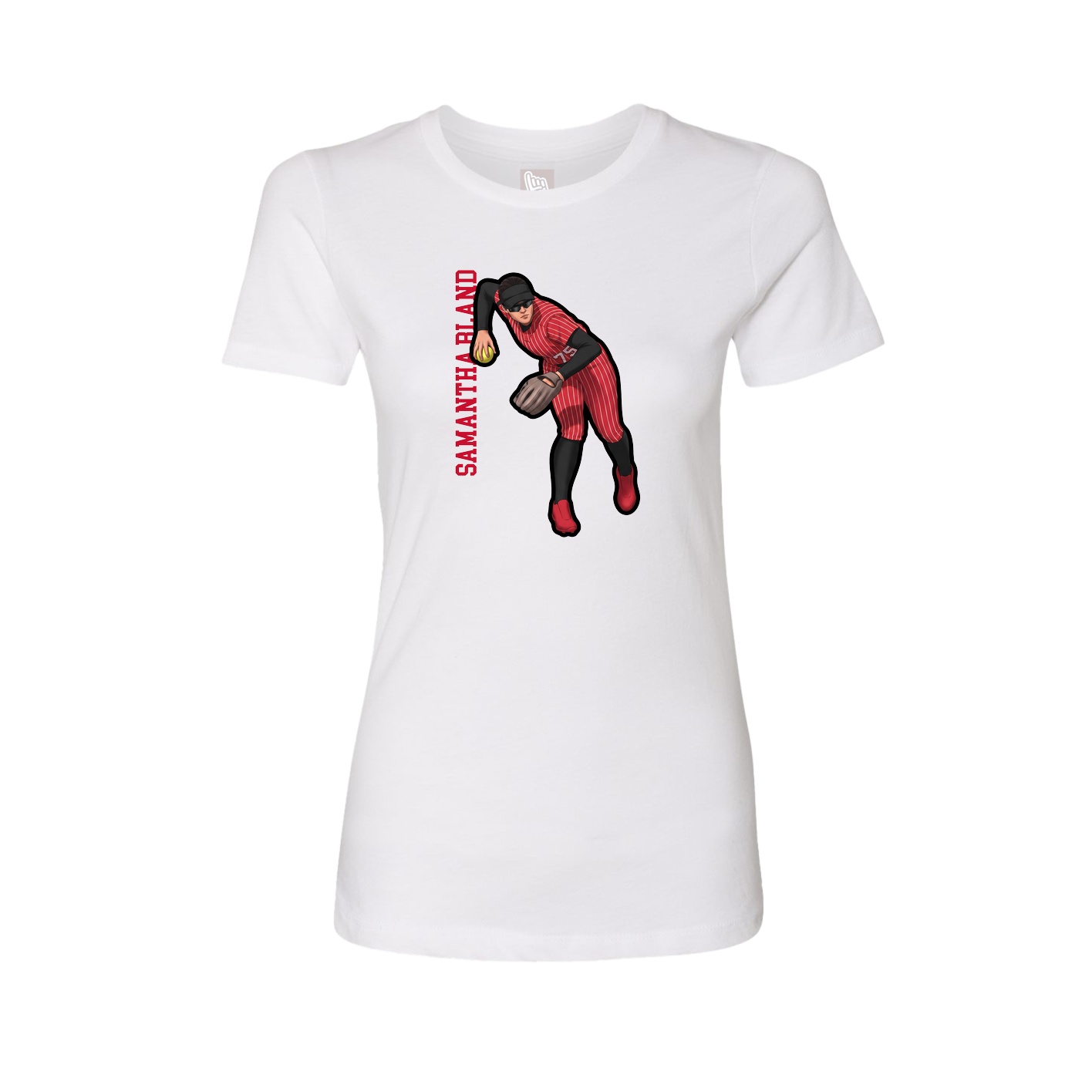Womens Tee — Name Vertical in White
