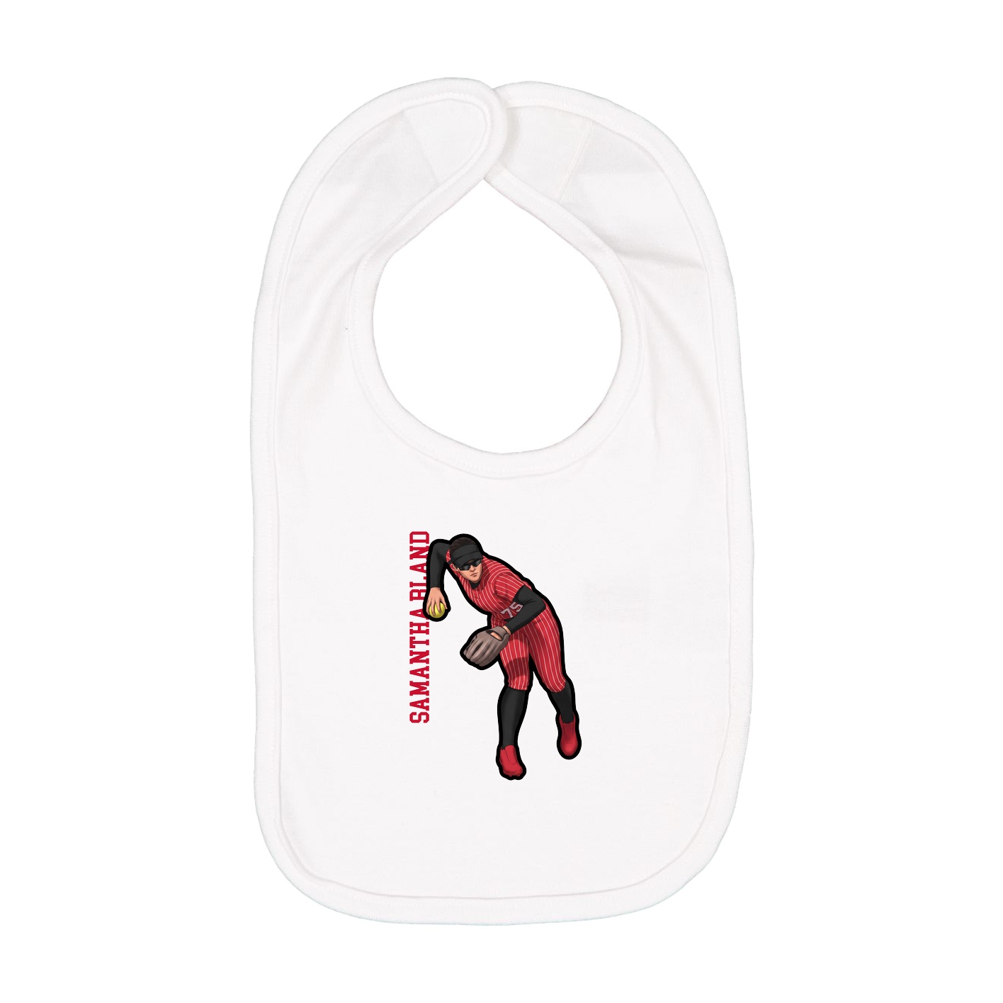 Infant Bib — Name Vertical in White