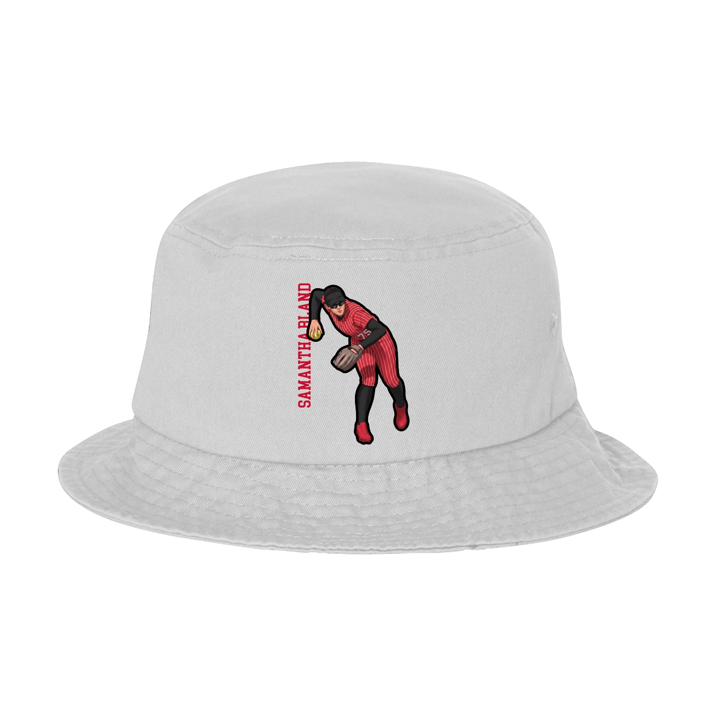 Bucket Cap — Name Vertical in White