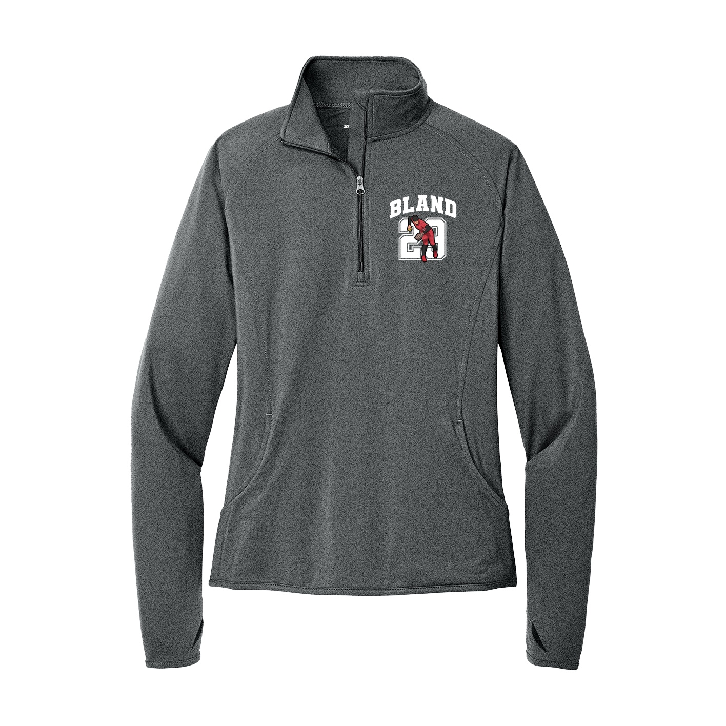 Women's Q-Zip Pullover — Number in Grey