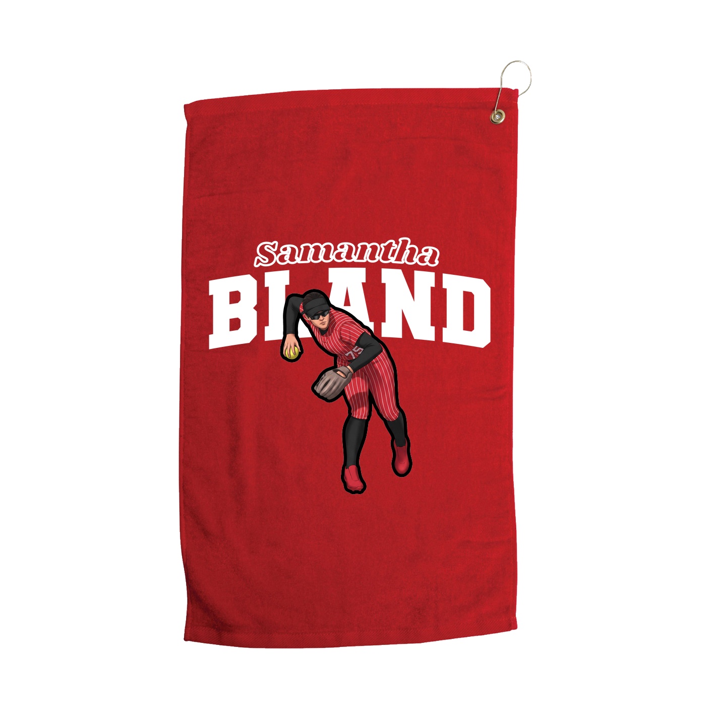 Golf Towel — Name Arch in Red
