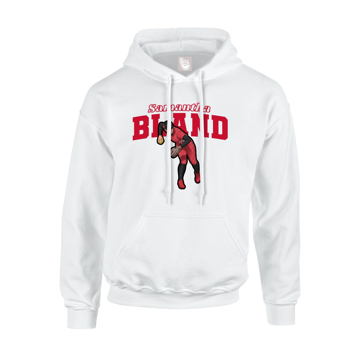 Youth Hoodie — Name Arch in White