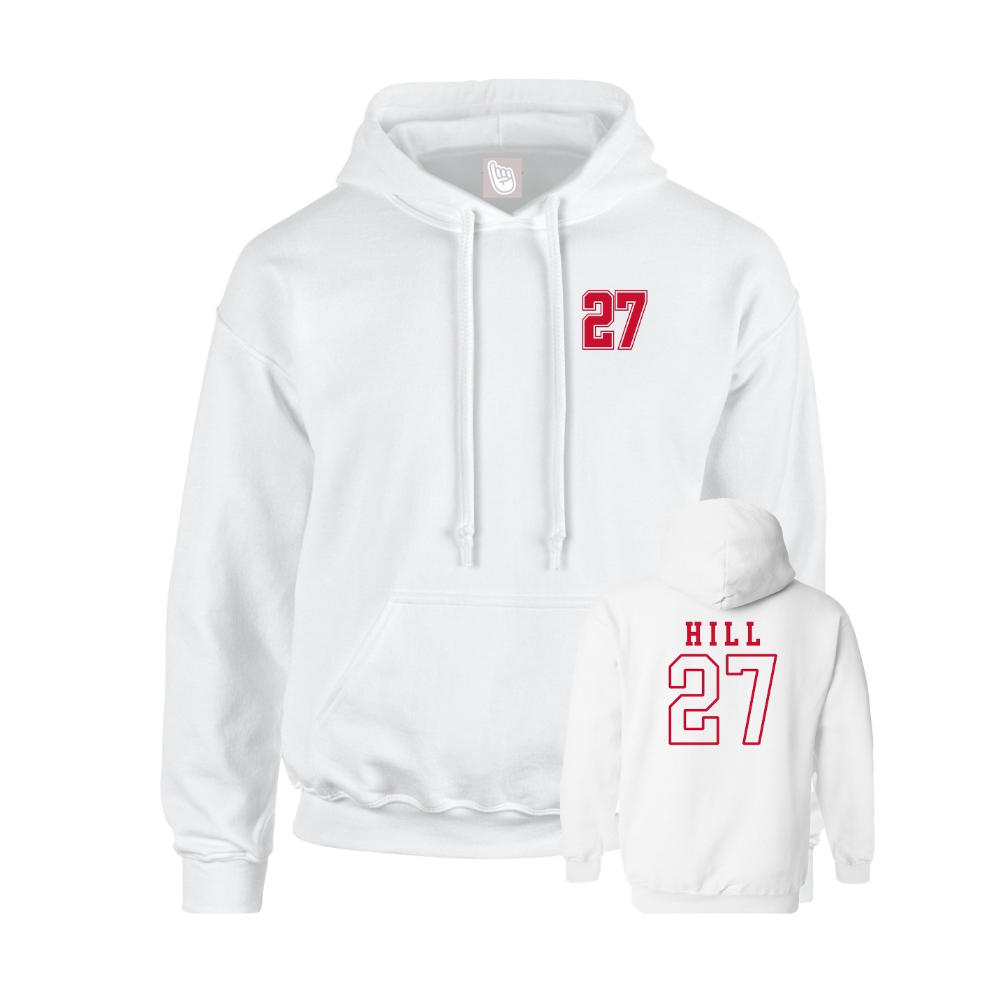 Youth Hoodie — Chest Back in White