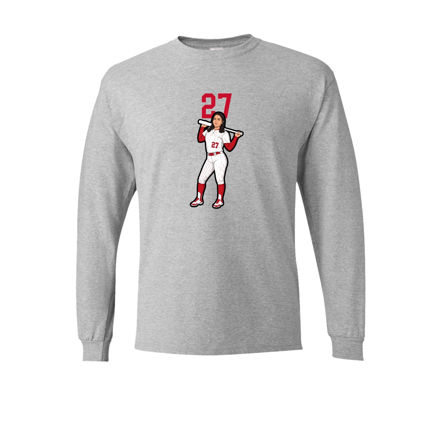 Long Sleeve Tee — Number Top in Grey