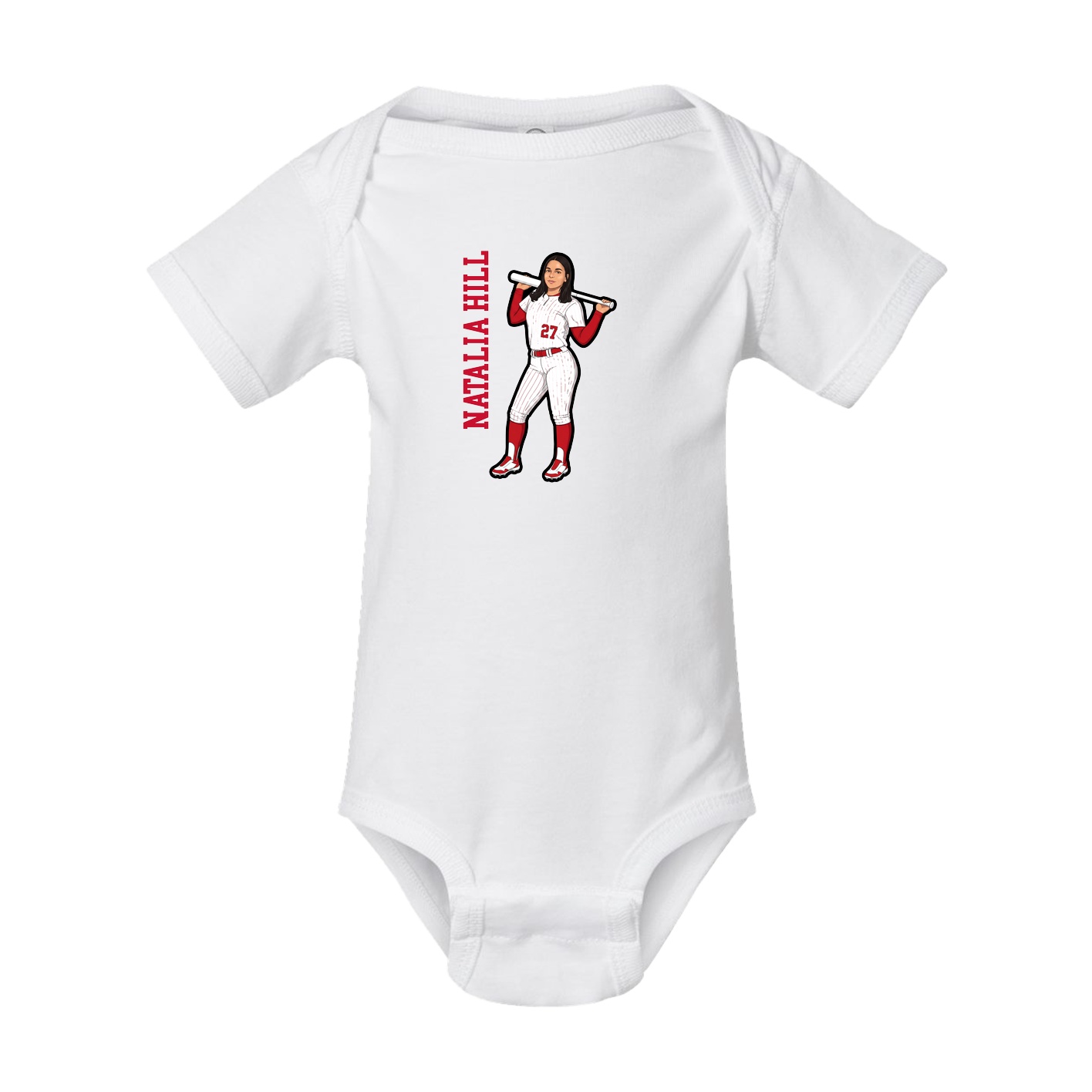 Baby Onesie — Name Vertical in White