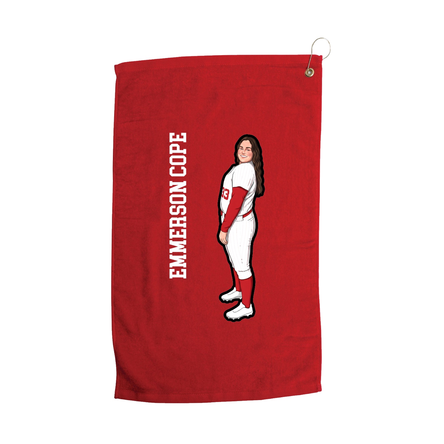 Golf Towel — Name Vertical in Red