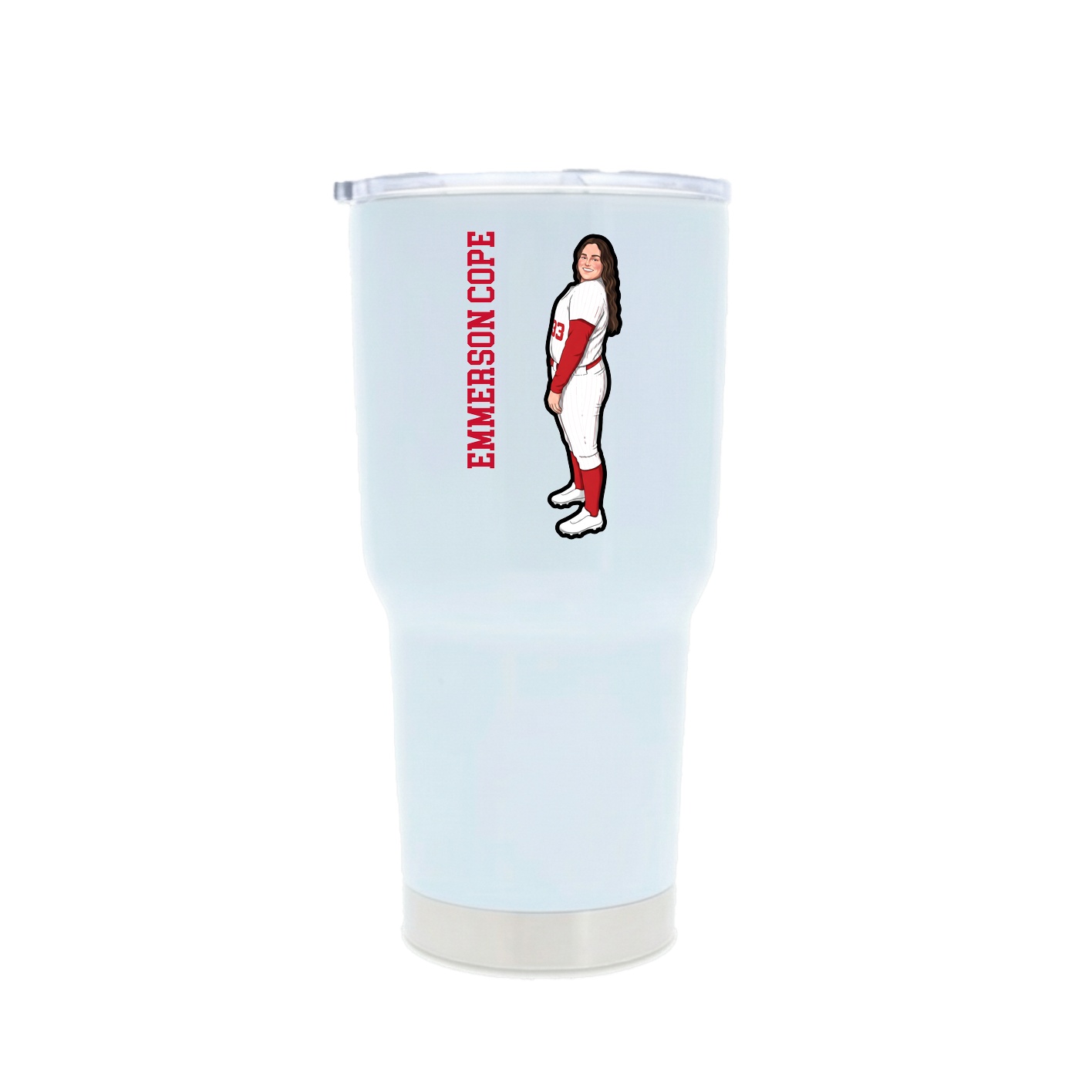 30oz Stainless Steel Tumbler — Name Vertical in White