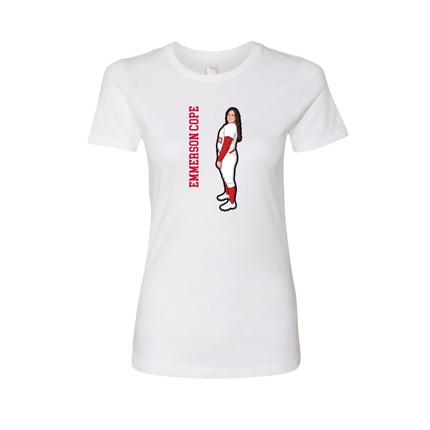 Fitted Women's Tee — Name Vertical in White