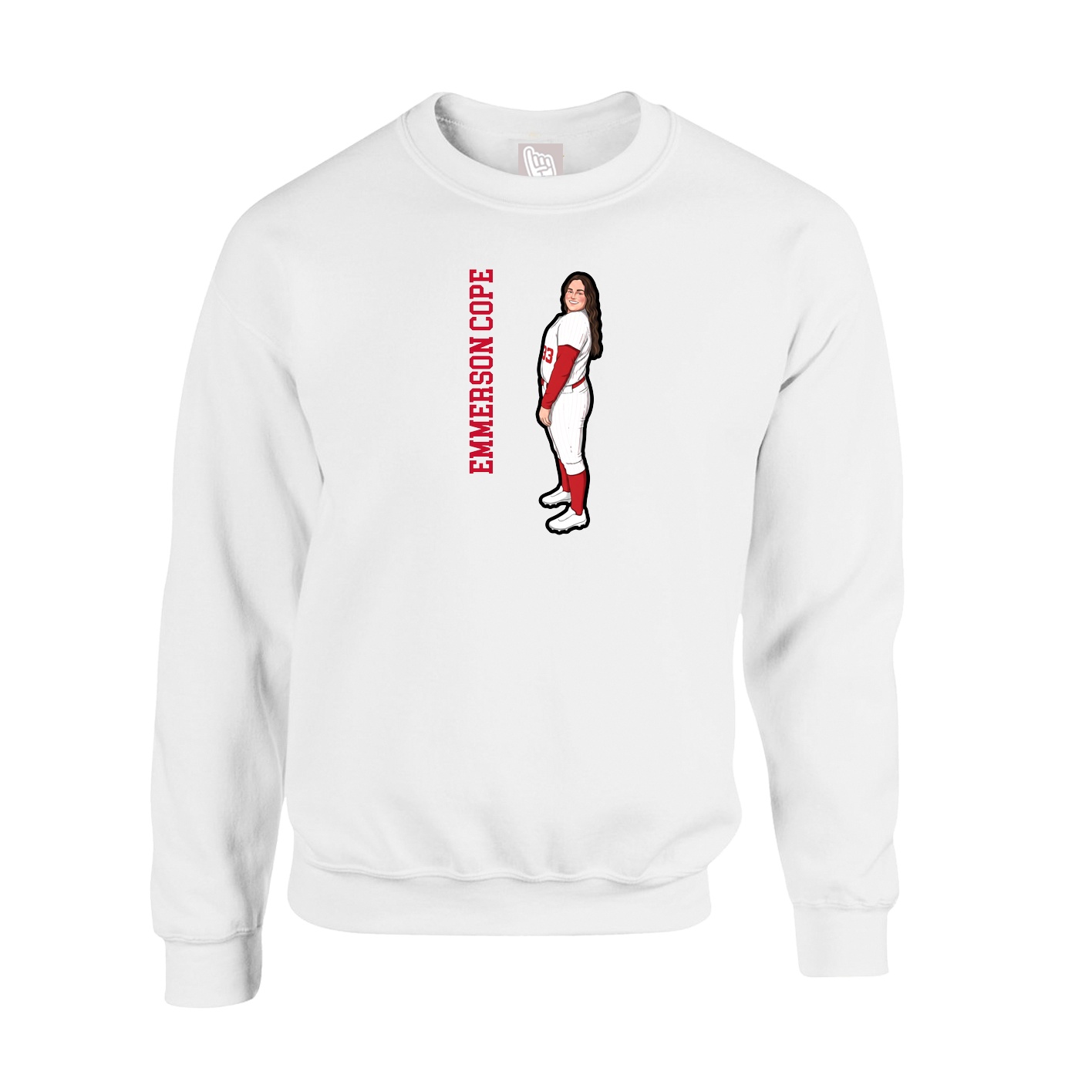 Fleece Crew — Name Vertical in White