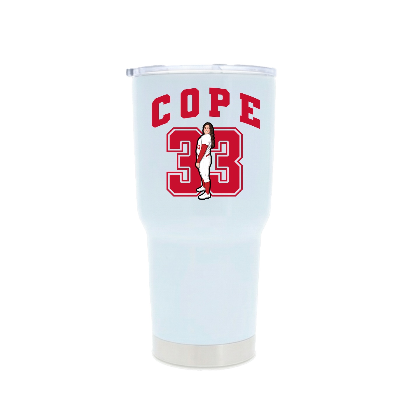 30oz Stainless Steel Tumbler — Number in White