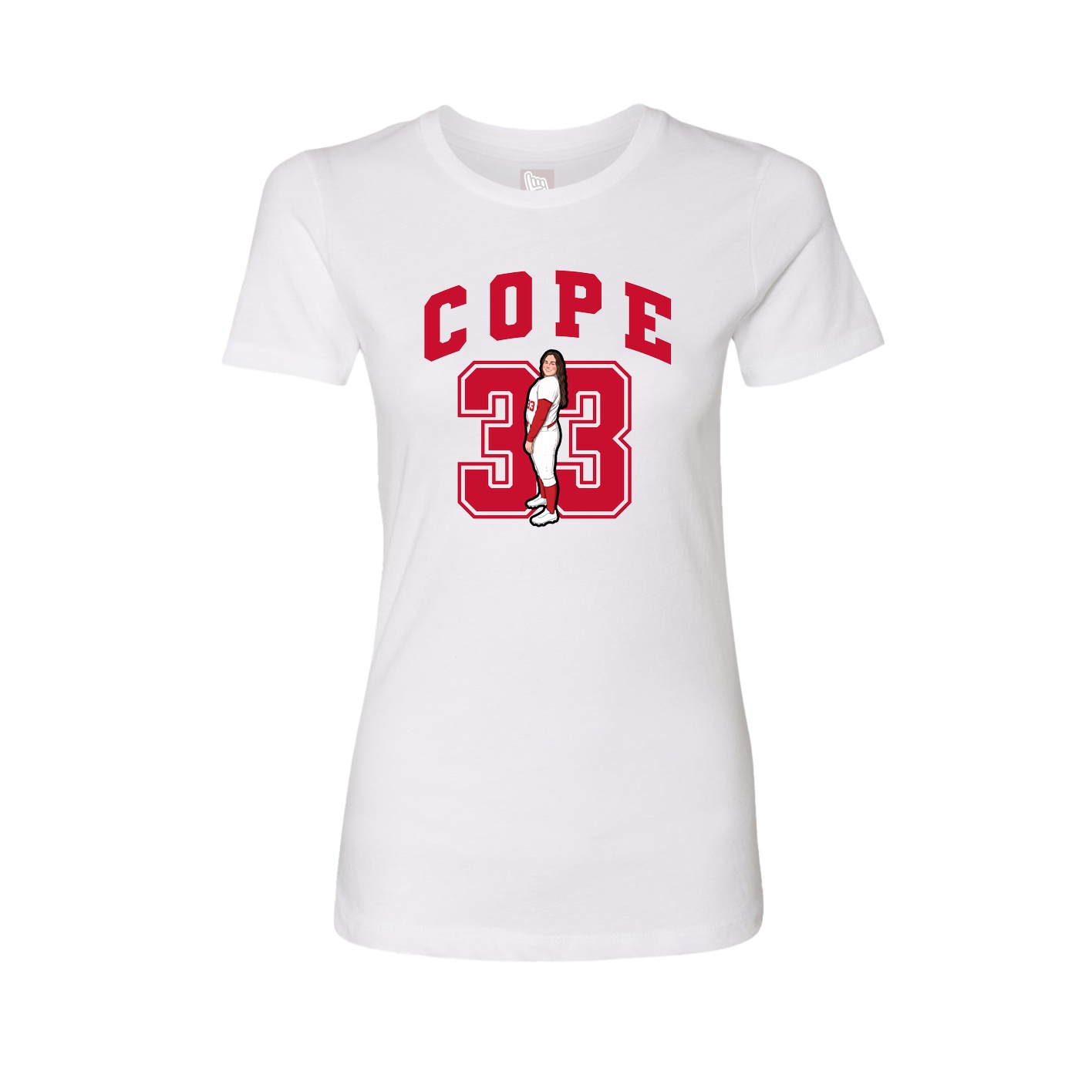 Fitted Women's Tee — Number in White